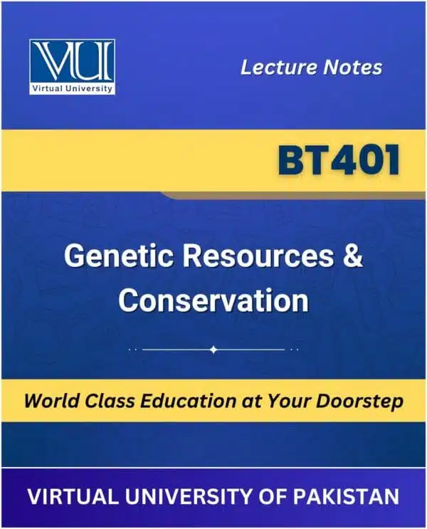 BT401 Genetic Resources Conservation Book | Virtual University | VU Bookshop