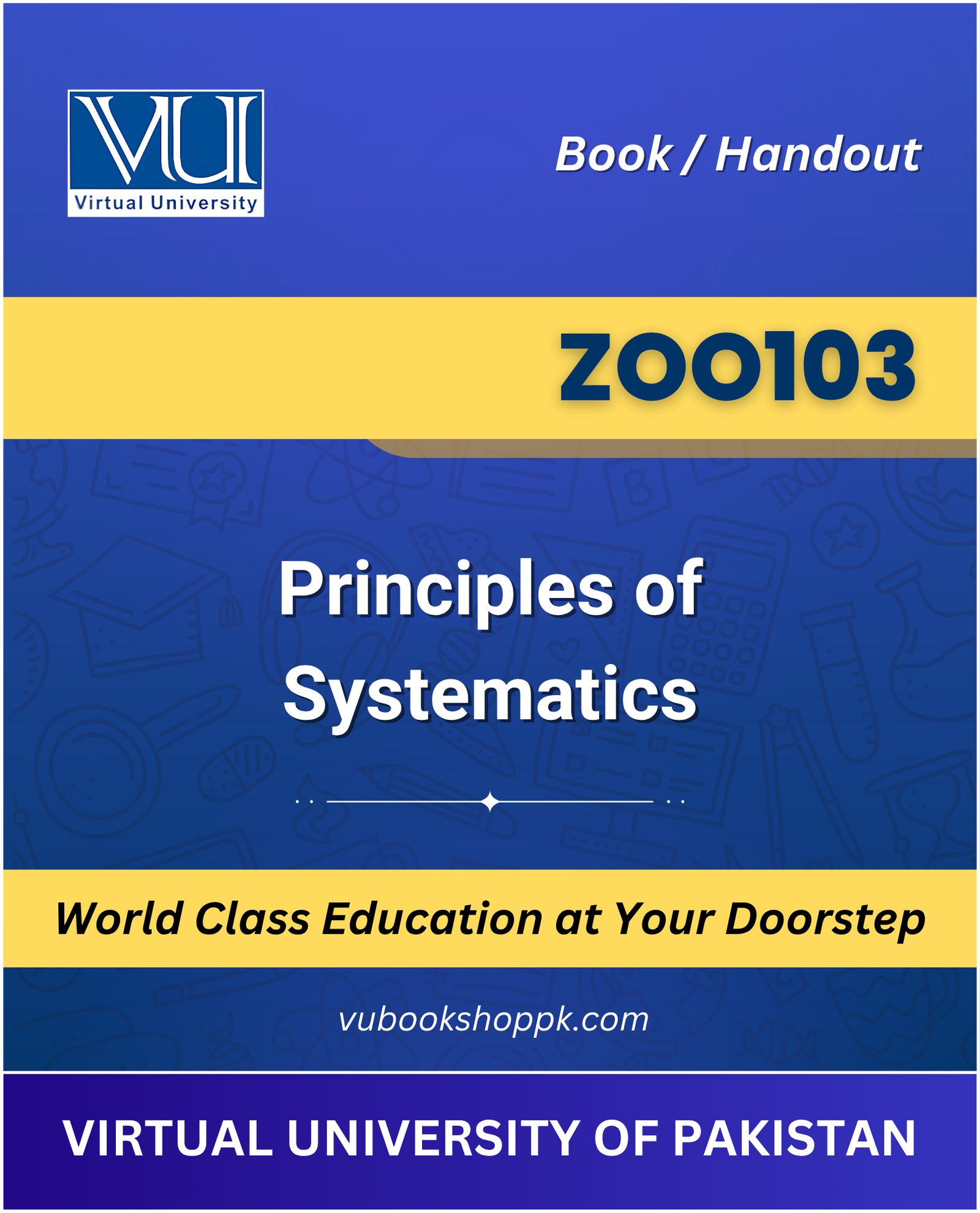 VU ZOO103 Principles of Systematics Book cover image for Virtual University students